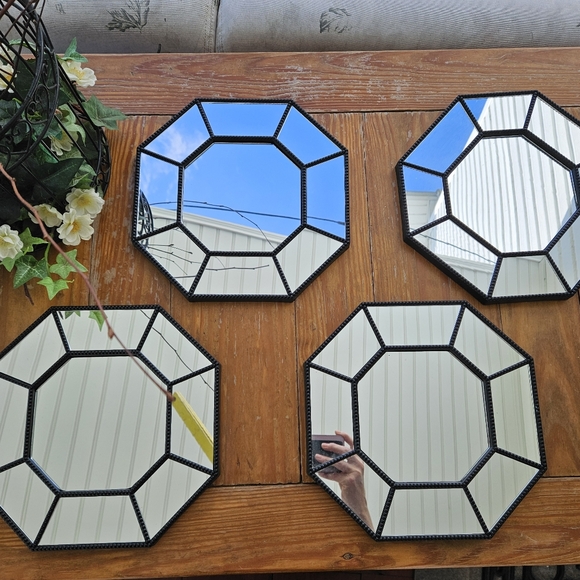 Vintage 1980s Octagonal Mirrors MCM Wall Decor - Picture 1 of 8